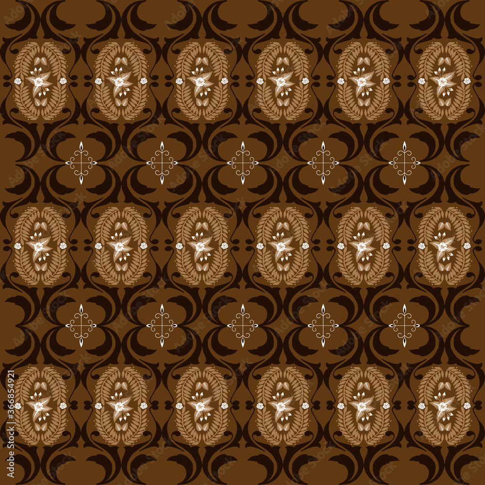 Fototapeta premium Modern motifs on Jogja batik design with simple dark brown color design.