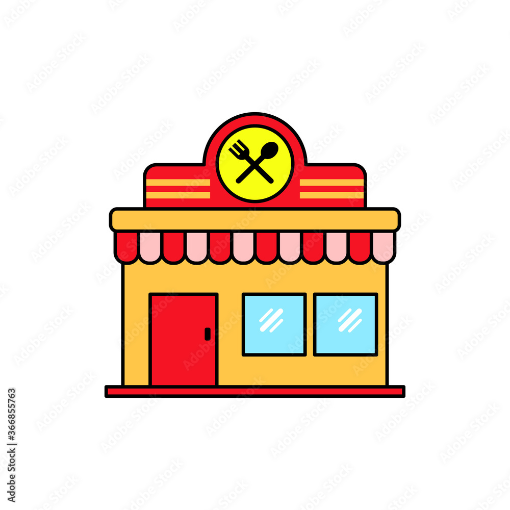Small restaurant building vector illustration draw in cartoon style  isolated on white Stock Vector | Adobe Stock