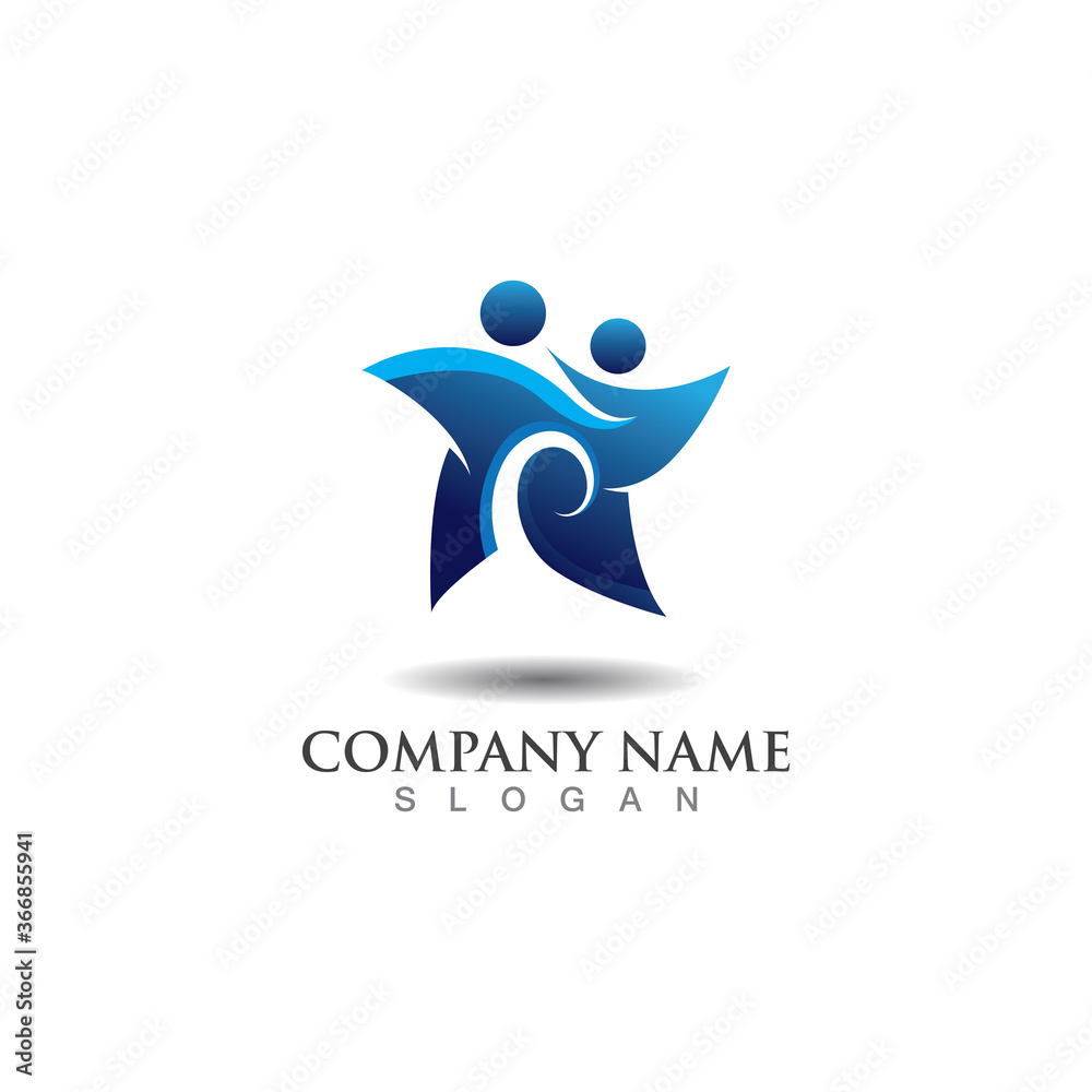 People combination Star concept logo inspiration design template vector People combination Star concept logo inspiration design template vector