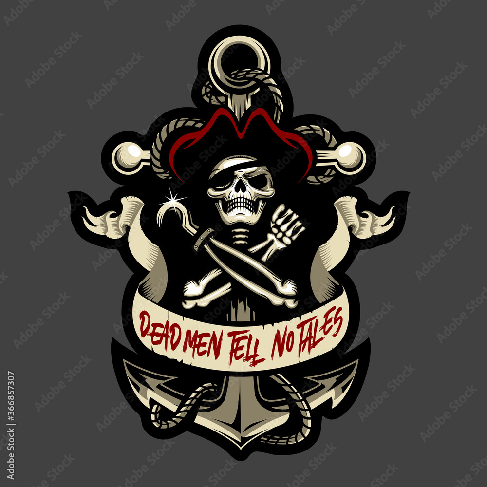 Skull Pirate and Anchor cutout version