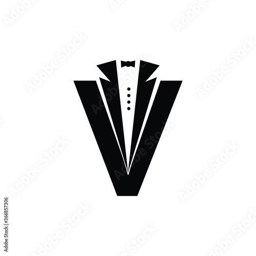 Man's jacket. Tuxedo. Weddind suit with bow tie. Vector illustration
