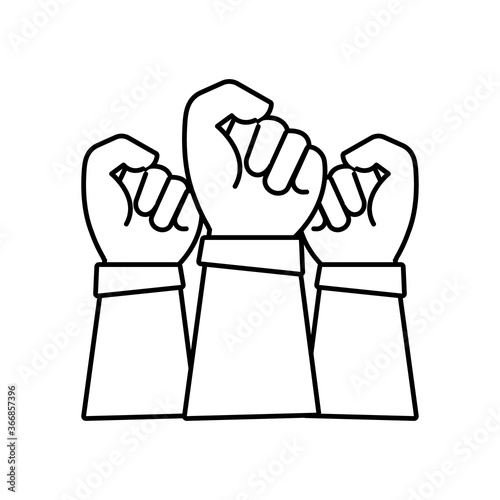 hands fists protests line style icon