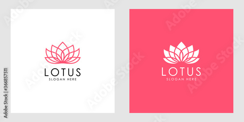 Modern lotus flower logo premium vector