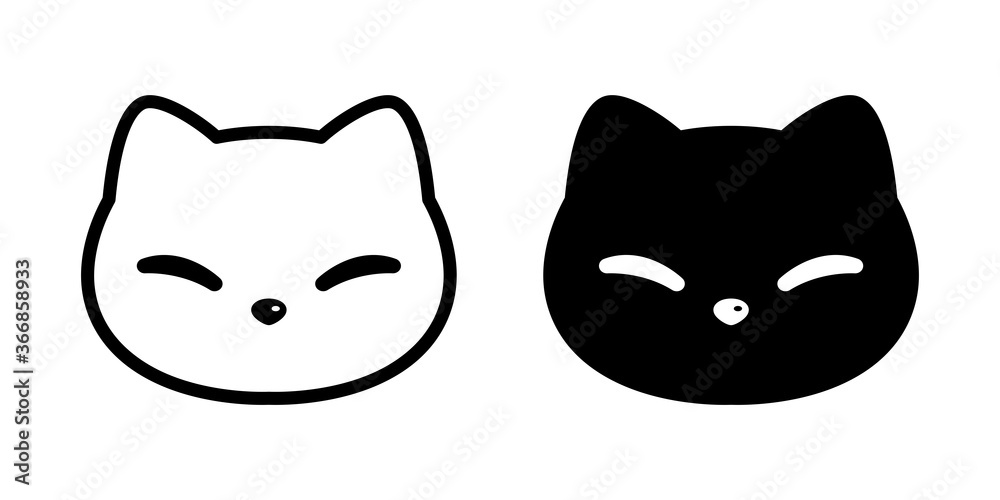cat vector icon calico kitten pet head face logo symbol character cartoon doodle illustration design