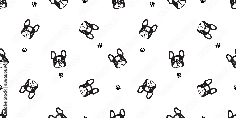 dog seamless pattern french bulldog paw footprint vector face head puppy pet animal scarf isolated tile background repeat wallpaper cartoon illustration doodle design dog seamless pattern french bulldog paw footprint vector face head puppy pet animal scarf isolated tile background repeat wallpaper cartoon illustration doodle design