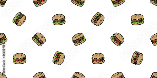 hamburger  seamless pattern fast food vector bakery baked meat icon restaurant repeat wallpaper scarf isolated cartoon tile background illustration doodle design