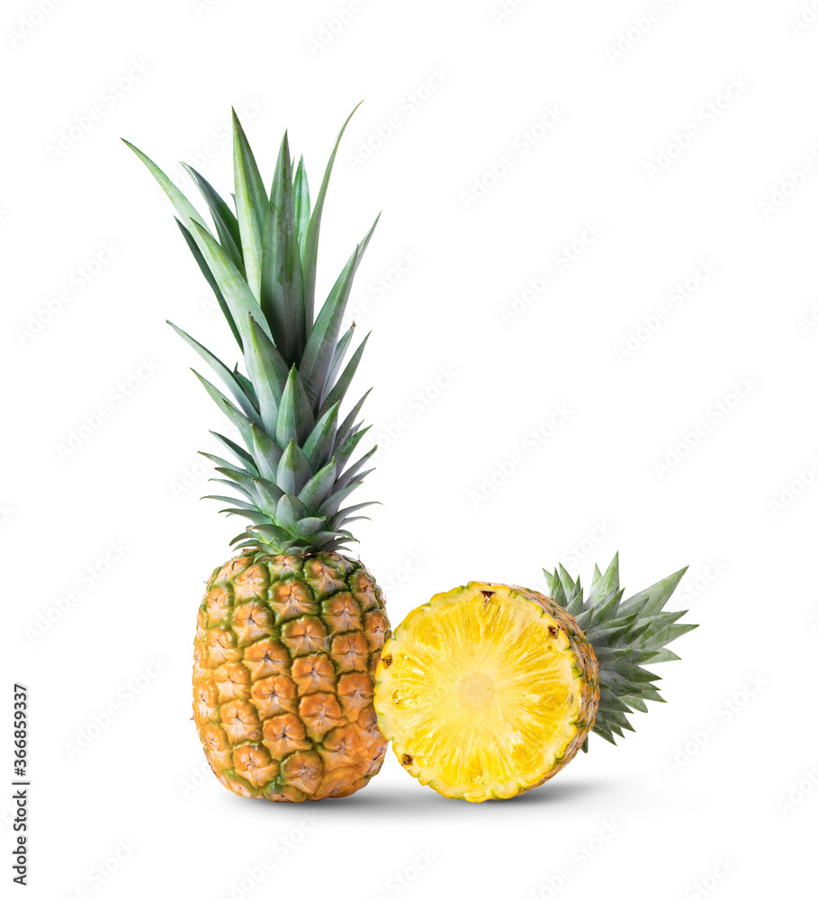 pineapple with slices on white background pineapple with slices on white background