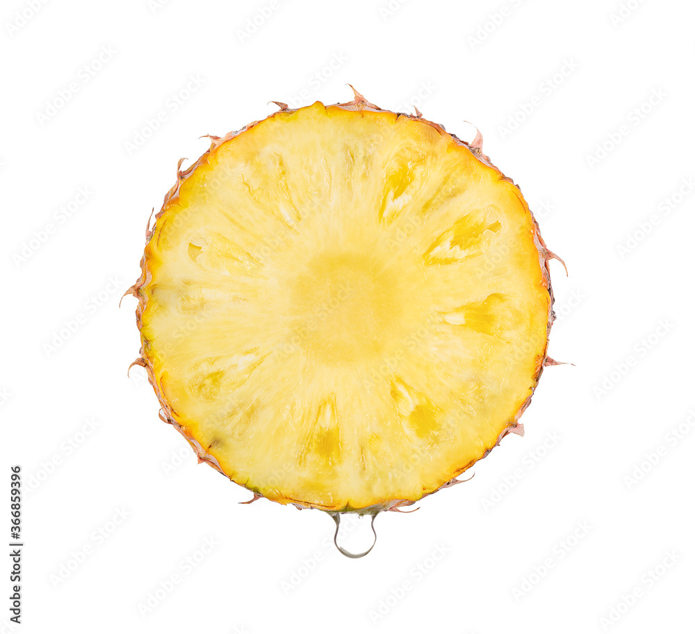 Slice pineapple with drop of water isolated transparent Slice pineapple with drop of water isolated transparent