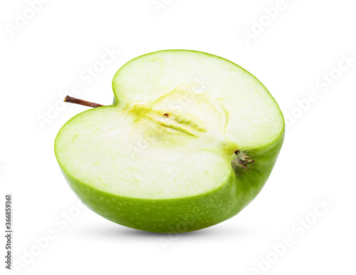 slice green apple  on white background