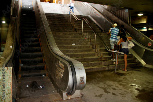 salvador, bahia / brazil - may 1, 2013: broken escalator is seen at Estacao da Lapa in the city of Salvador. photo