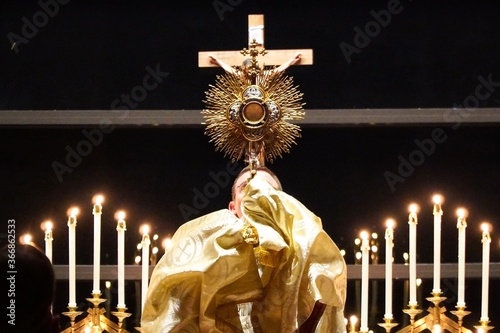 Benediction with monstrance photo
