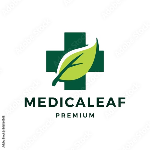 medical leaf health herbal logo vector icon illustration