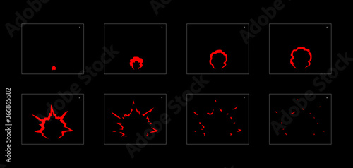 Shine fire effect. Fire explosion animation effect. Animation Sprite sheet for games, cartoon or animation. vector style animation effect 1592.