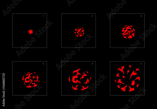 Shine fire effect. Fire explosion animation effect. Animation Sprite sheet for games, cartoon or animation. vector style animation effect 1580.