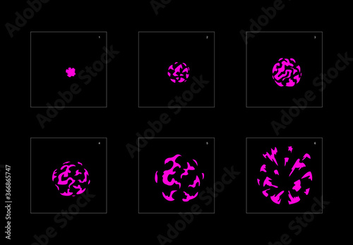 Shine poison explosion effect. Poison explosion animation effect. Animation sprite sheet for games, cartoon or animation. vector style animation effect 1582.