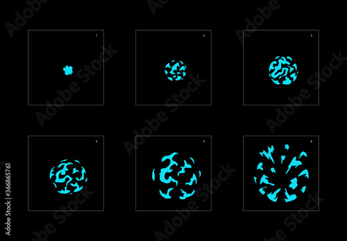 Shine water effect. Water explosion animation effect. Animation sprite sheet for games, cartoon or animation. vector style animation effect 1578.
