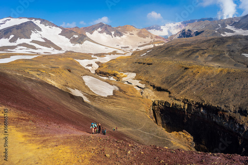 Nature, colourful snowy mountains and active volcanoes of Kamchatka