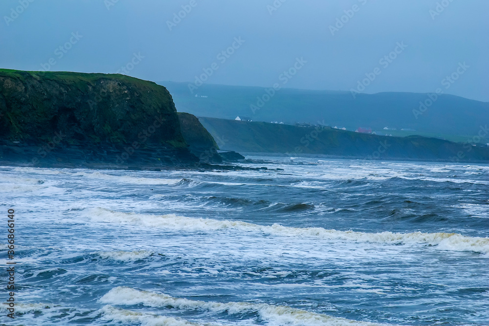 Lahinch Beach in the city of County Clare in Ireland. Photographed in 2011.