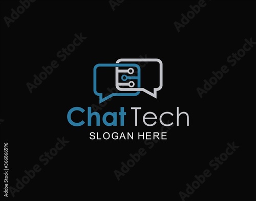 Chat tech logo symbol design inspiration