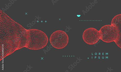 Abstract dynamic background. Connection structure with particles. 3D vector illustration.