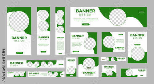 set of creative web banners of standard size with a place for photos. Vertical, horizontal and square template. vector illustration
