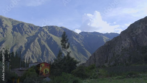 A hostel nestled in the mountains in Ollantaytambo in Peru's Sacred Valley. photo