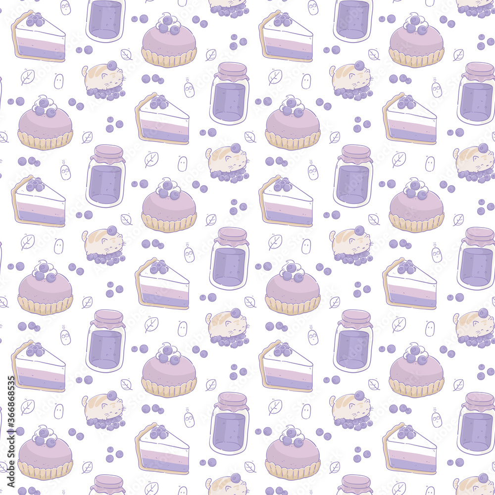 seamless pattern desserts made from blueberry