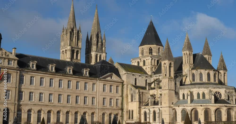Caen, Calvados department, Normandy, France. The town hall and abbaye aux Hommes. Caen, Calvados department, Normandy, France. The town hall and abbaye aux Hommes.