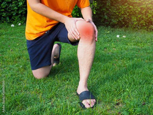 Men suffering from leg pain and chronic knee pain