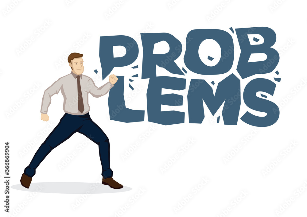 Businessman fighting problem when finding a way to success. Businessman fighting problem when finding a way to success.