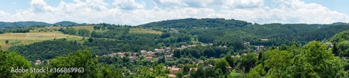 Panorama of a settlement in a mountainous area