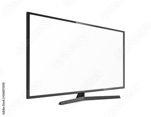 Template white lcd TV monitor or LED screen, 3d vector illustration isolated.