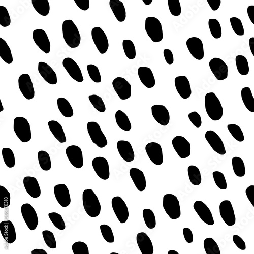 Hand-drawn pattern background with black and white dots and spots. Hand-drawn seamless pattern. Vector isolated illustration.