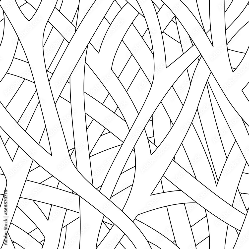 Abstract trunk seamless pattern. Black and white illustration. Monochrome repeating pattern.