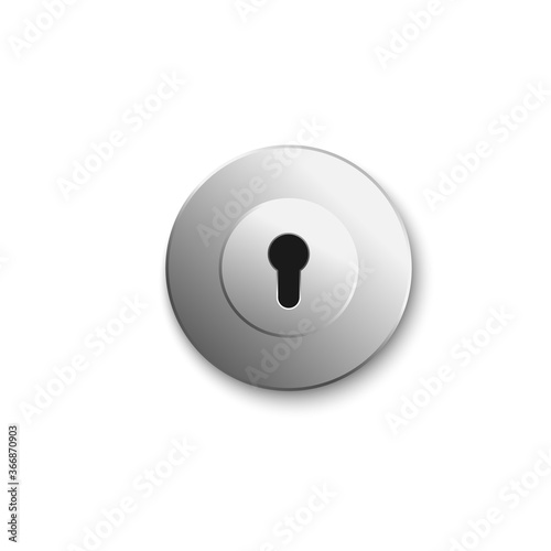 Silver metal keyhole isolated on white background, realistic key hole