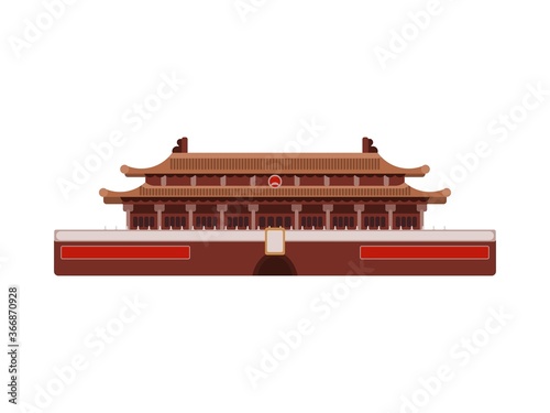 chinese palace red building. flat on background