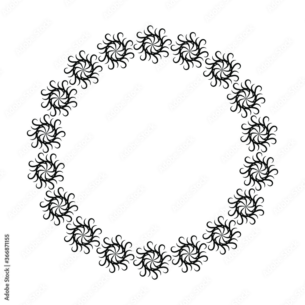 Circle frame with romantic ornament. Hand drawn style. Sign for design .Vector illustration.