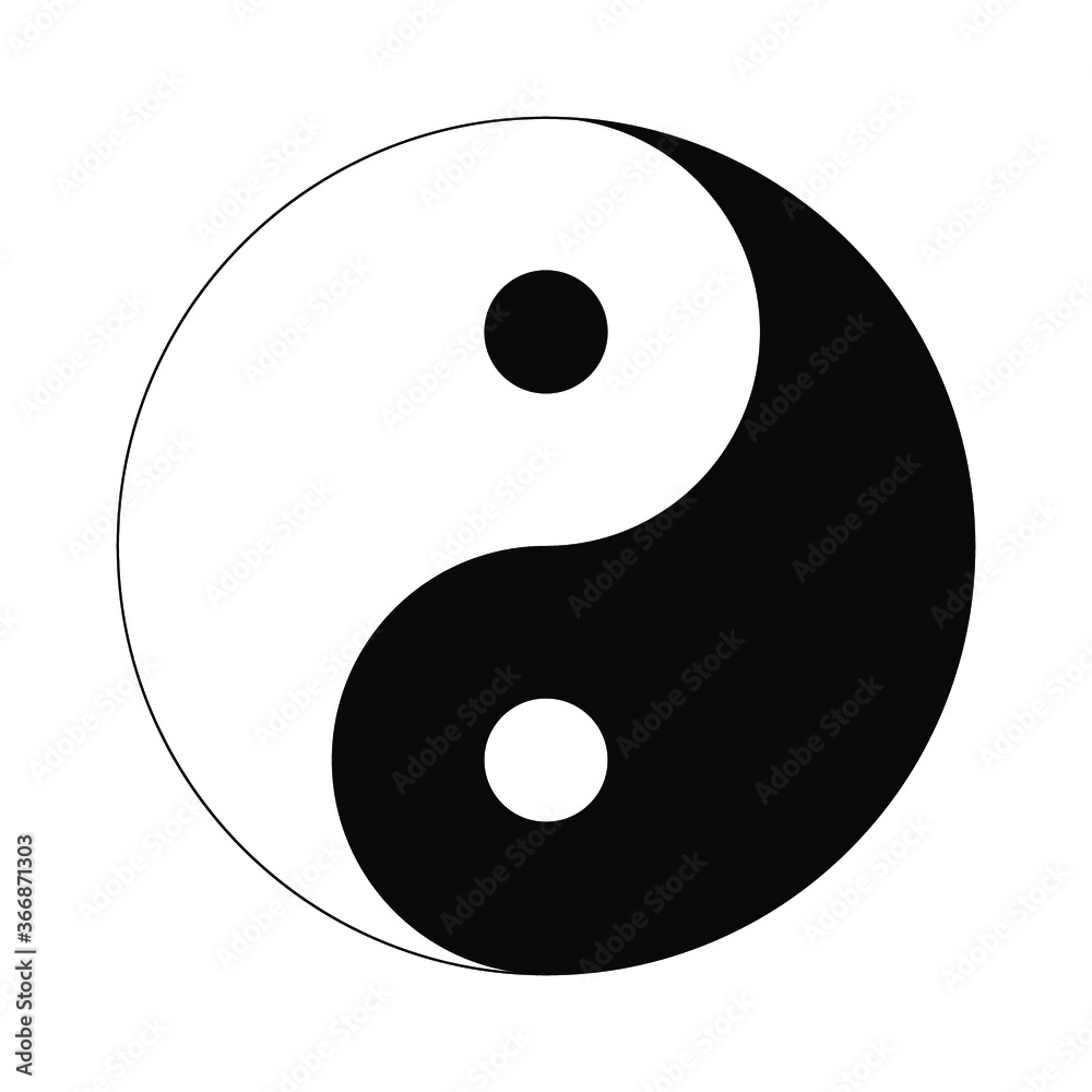 Black yin yang on a white background, sign for design, vector illustration Black yin yang on a white background, sign for design, vector illustration
