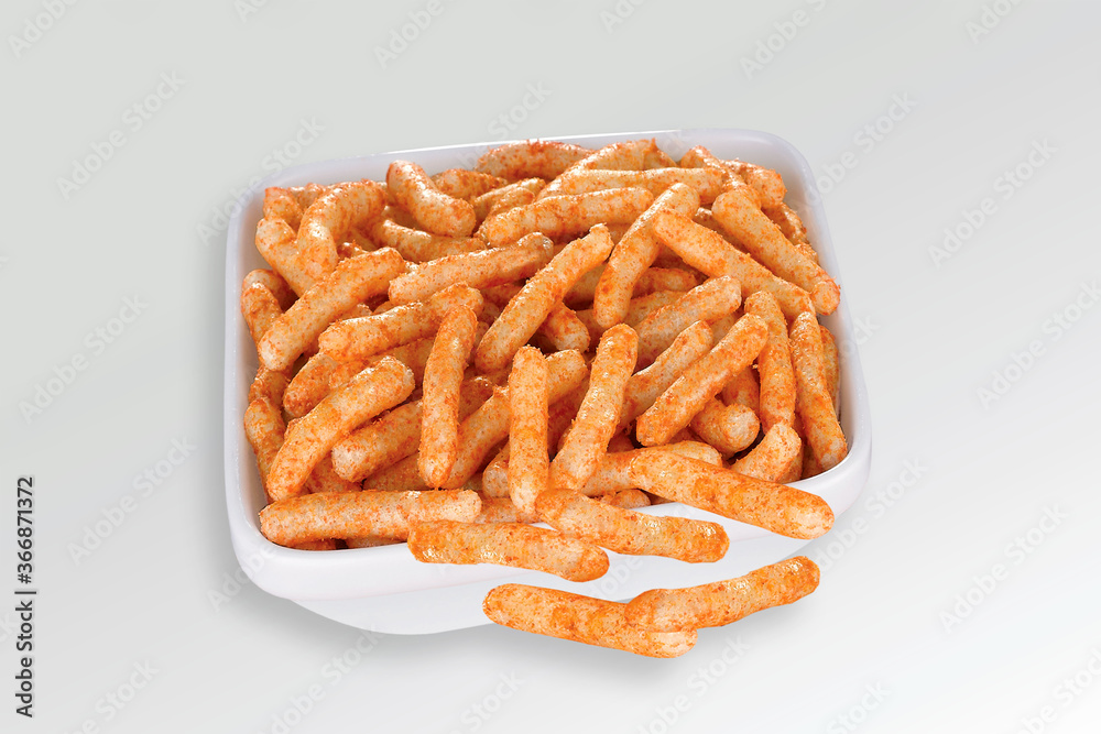 Fried and Spicy Stick, Sali Sev, noodles, Snacks or Fryums (Snacks Pellets) White background. selective focus - Image Fried and Spicy Stick, Sali Sev, noodles, Snacks or Fryums (Snacks Pellets) White background. selective focus - Image