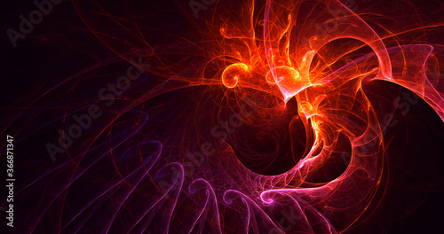 3D rendering abstract multicolor fractal light background