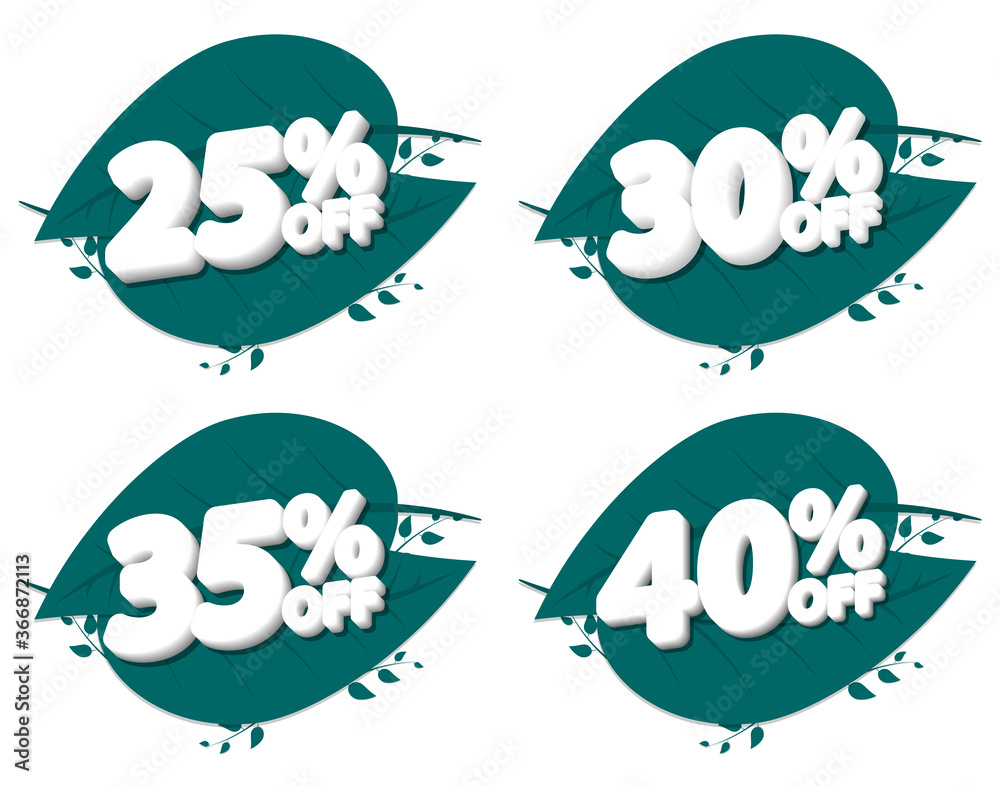 Fototapeta premium Set Sale tags, discount banners design template, app icons, vector illustration
