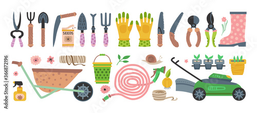 Garden tools set. Vector flat gardening equipment