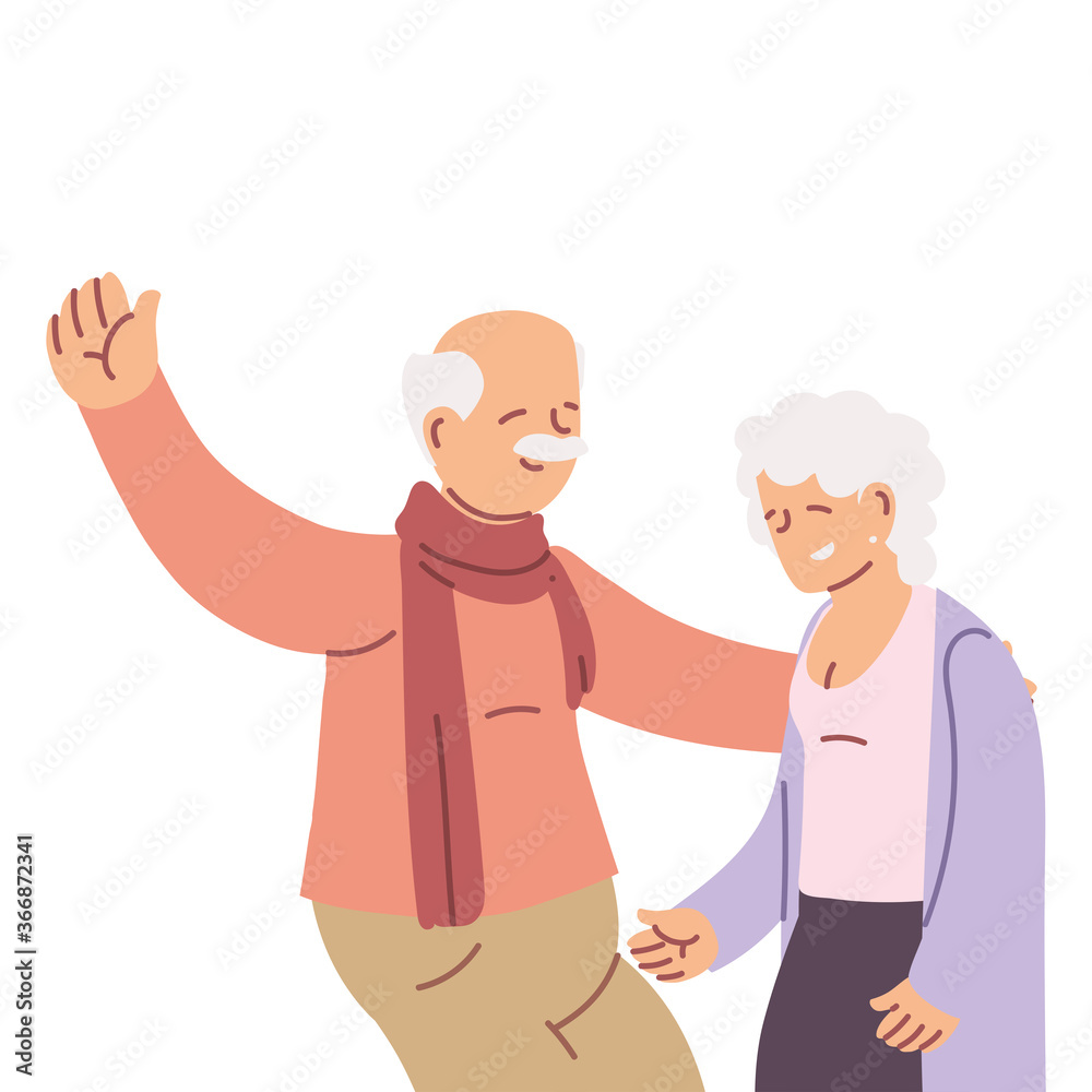cartoon elderly grandparents couple smiling cartoon elderly grandparents couple smiling