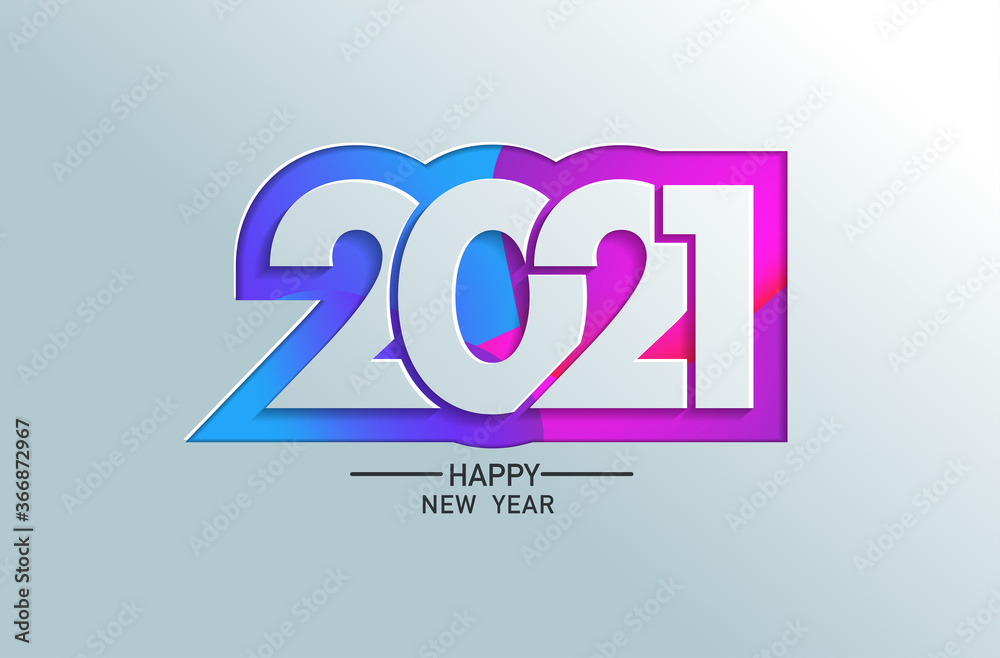 2021 happy new year in colour banner paper design, Vector illustration