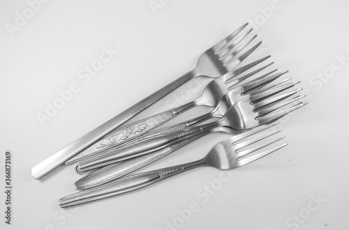 Steel Fork on white background