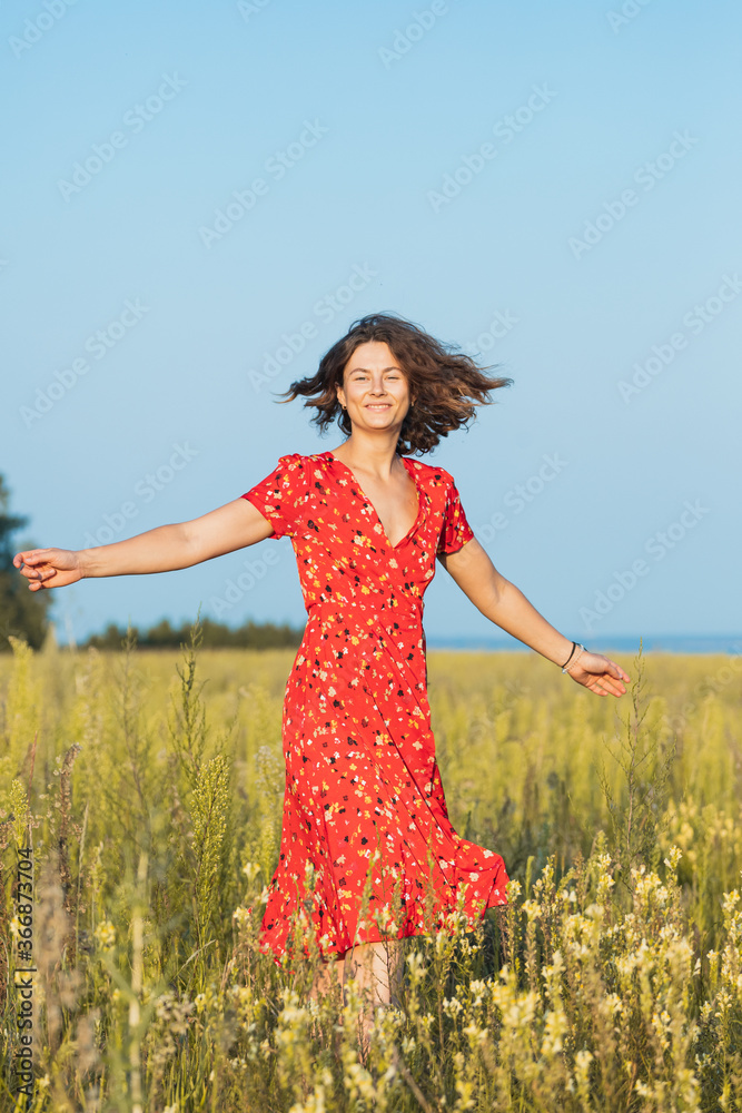 Pretty fresh young woman walking outdoors Pretty fresh young woman walking outdoors