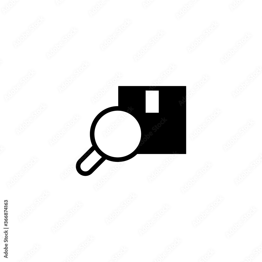 Product Search Icon in black flat glyph, filled style isolated on white background Product Search Icon in black flat glyph, filled style isolated on white background