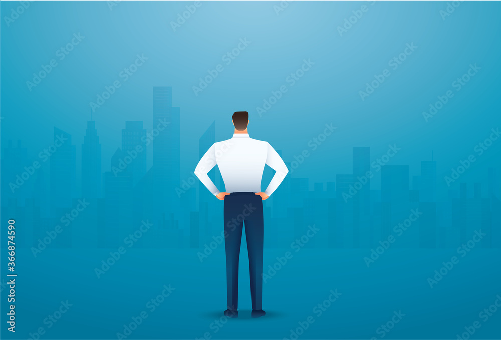 Back view of standing man in a formal clothes vector illustration Back view of standing man in a formal clothes vector illustration