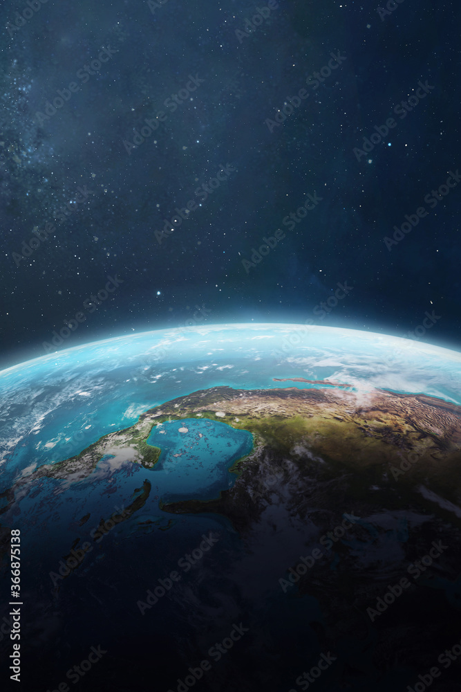 Vertical wallpaper of Earth planet surface in space. Blue ocean and green  continent. Fantasy world. Stars and deep space. Elements of this image  furnished by NASA Иллюстрация Stock | Adobe Stock
