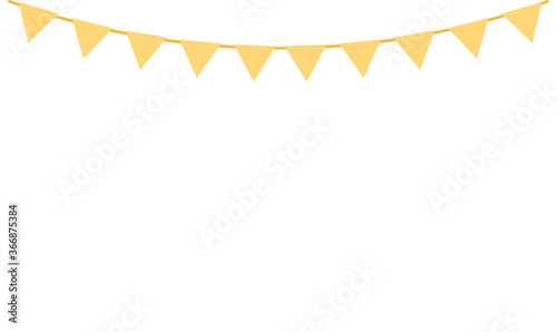 Isolated yellow bunting decoration with triangle flags